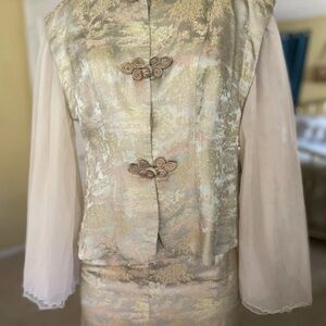 Victoria Royal Long Skirt Suit Women 6 Asian Jacquard Formal VTG Brit Hong Kong